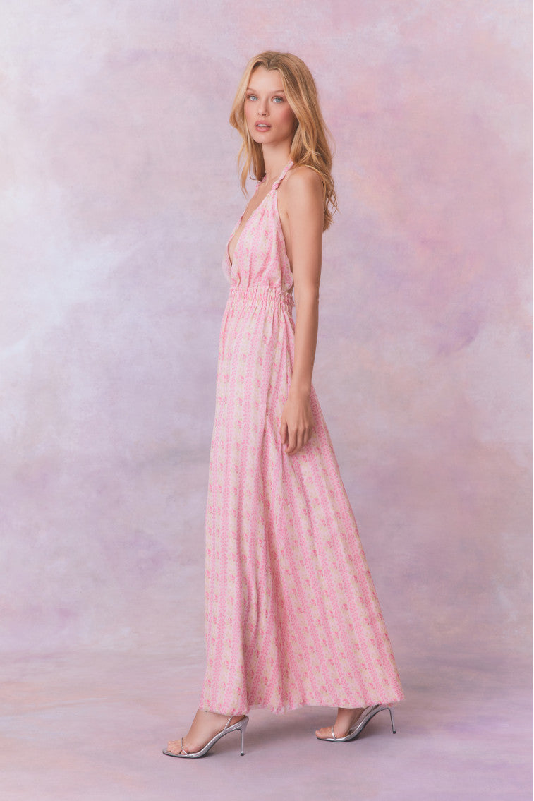 Love Fragrance Halter Maxi Dress-morningim