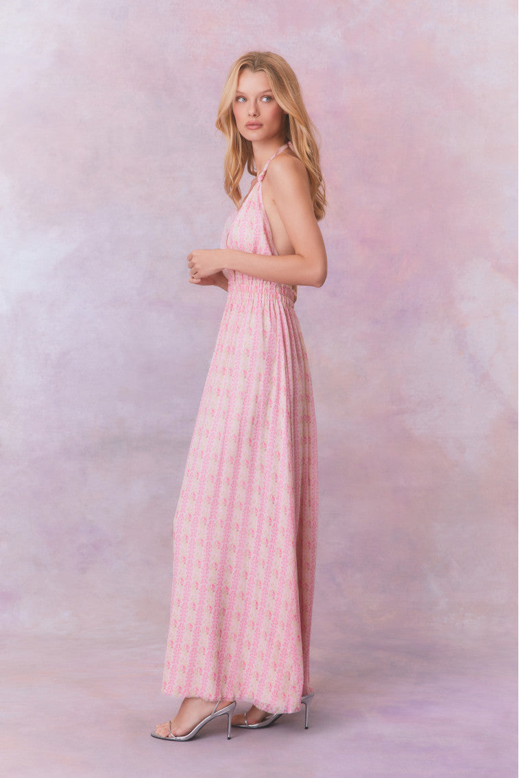 Love Fragrance Halter Maxi Dress-morningim