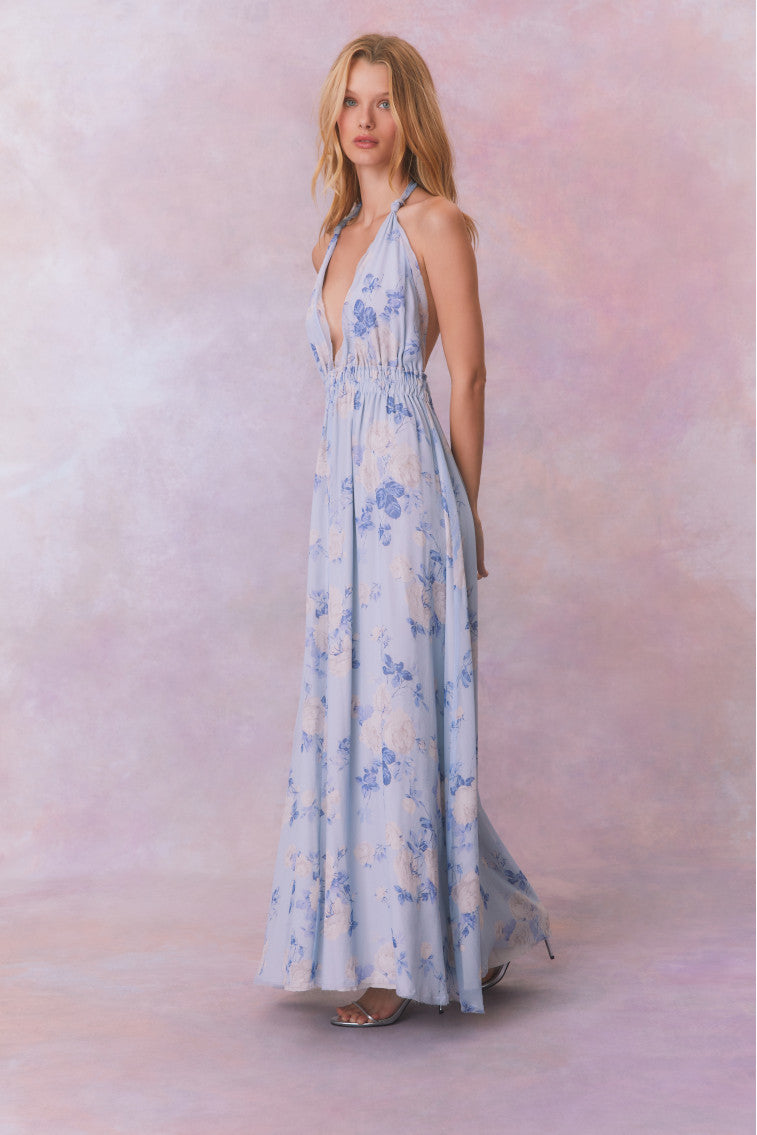 Love Fragrance Halter Maxi Dress-morningim