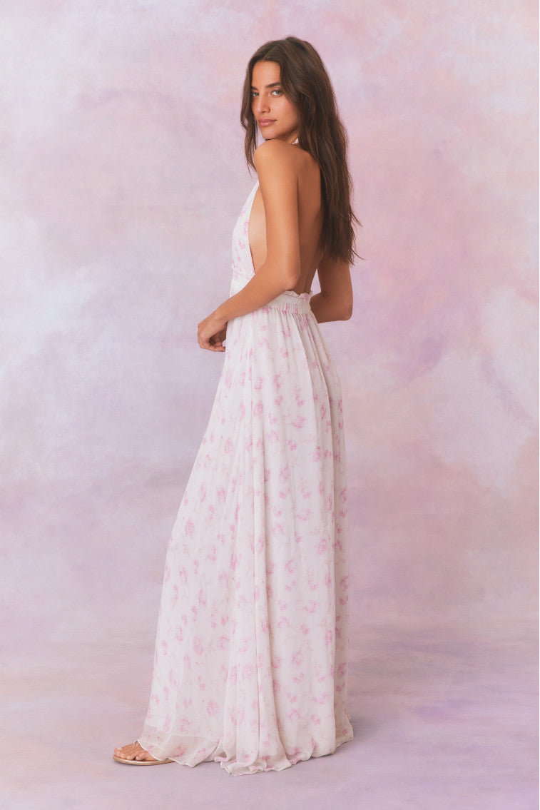 Love Fragrance Halter Maxi Dress-morningim