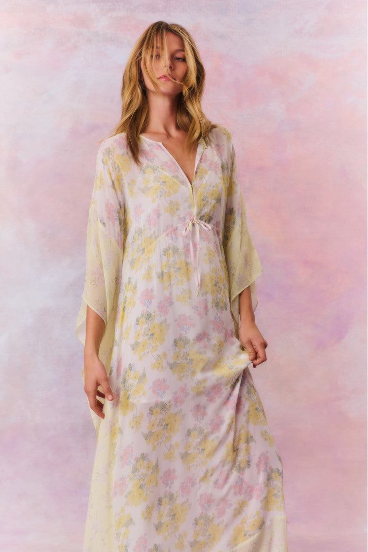 Lupine Chiffon Mixed Print Kaftan-morningim