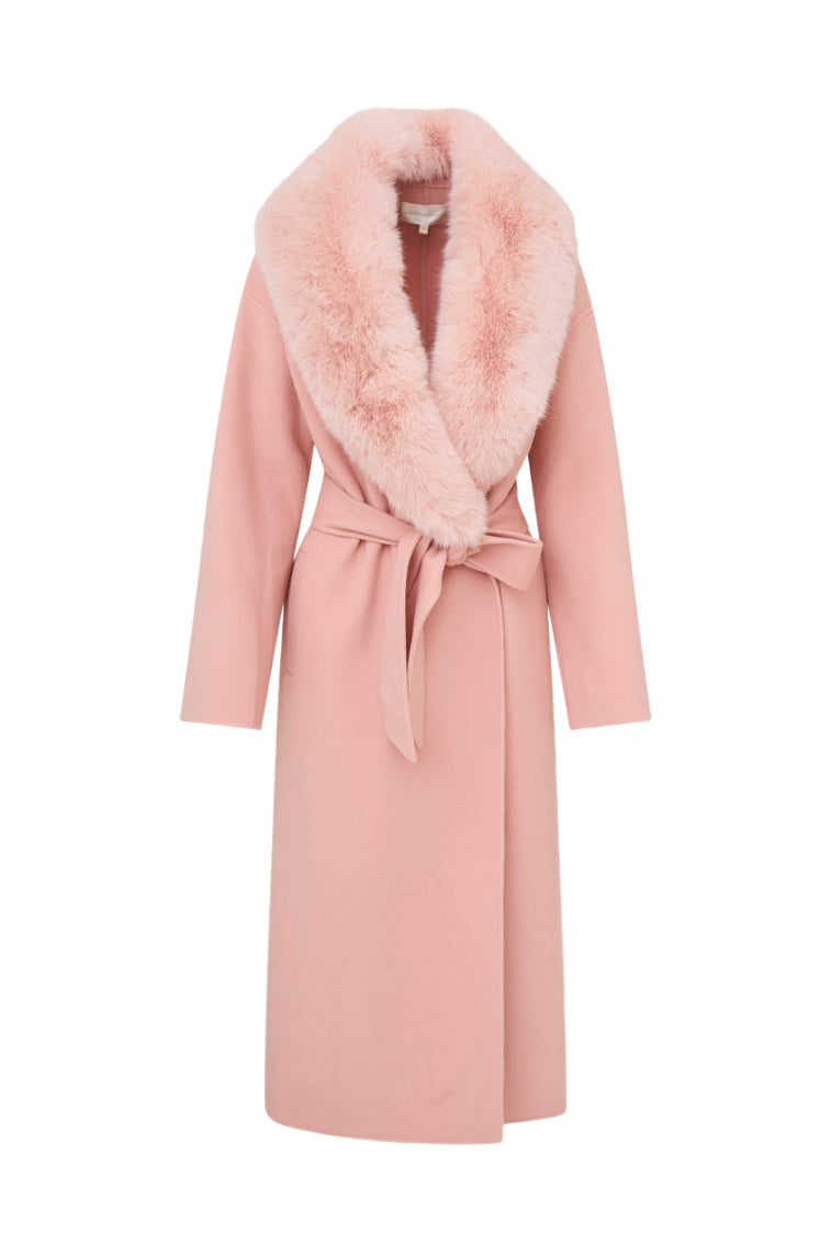 Mahika Wool-Cashmere Faux Fur Collar Coat-morningim