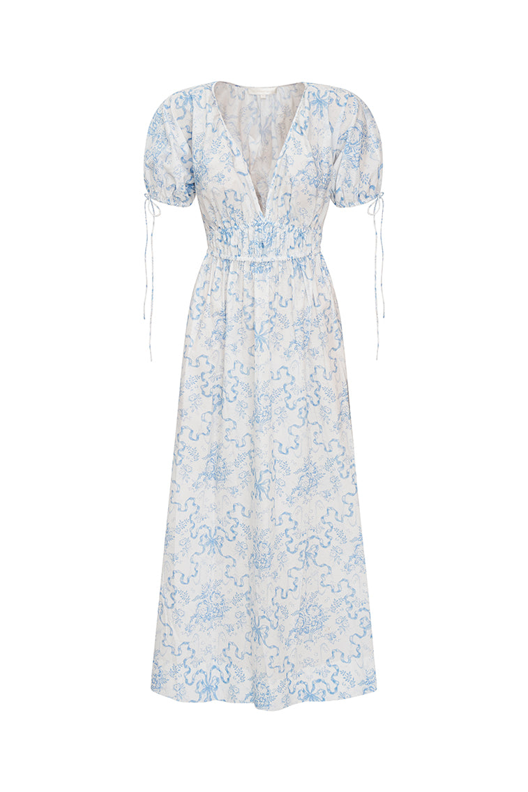 Mastey Bow Print Midi Dress-morningim