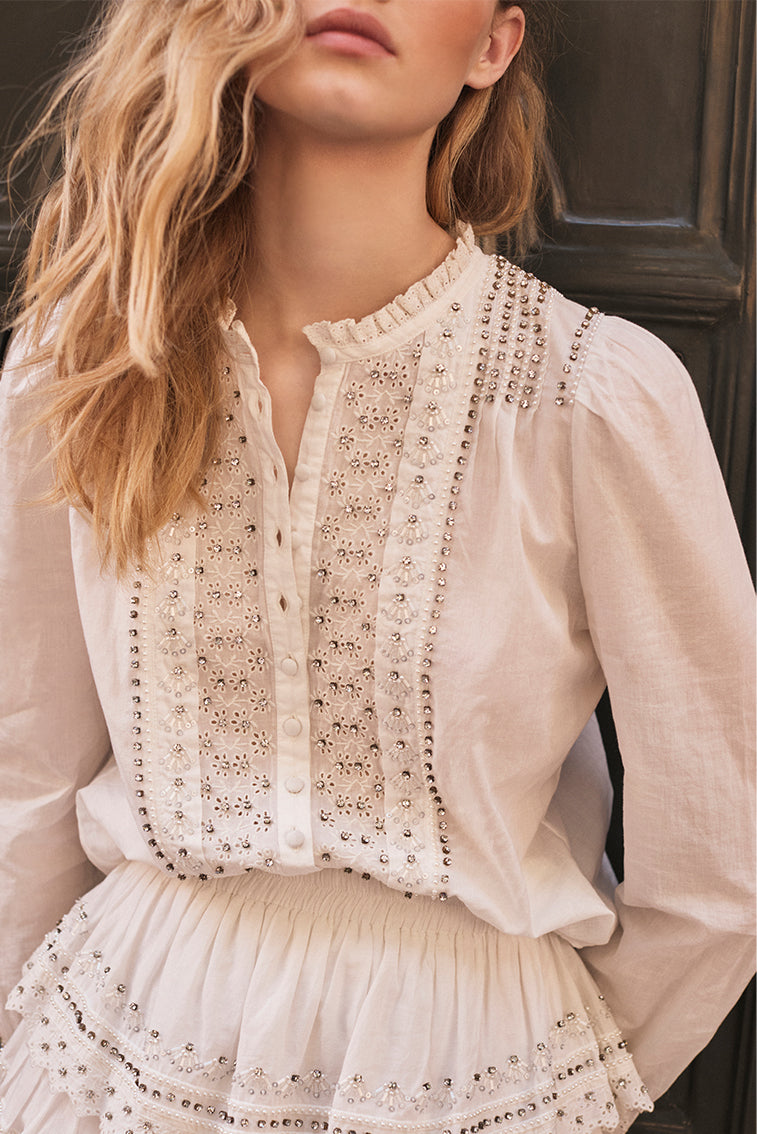 Mildrene Rhinestone-Studded Blouse-morningim