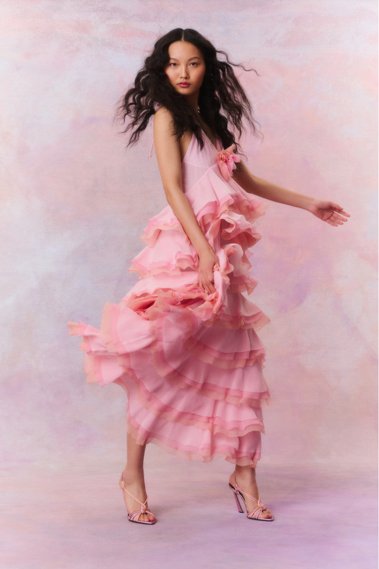 Monceau Halter Ruffle Dress-morningim