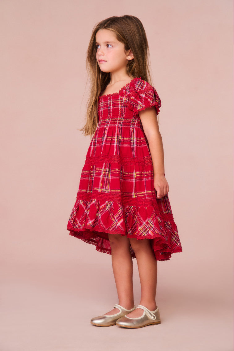 Girls Muriella Tartan Midi Dress-morningim