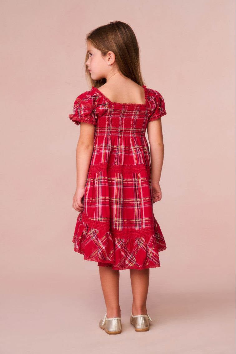 Girls Muriella Tartan Midi Dress-morningim