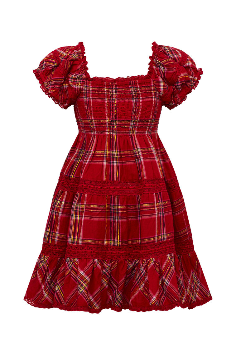Girls Muriella Tartan Midi Dress-morningim