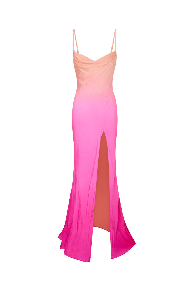 Nadine Ombre Silk Chiffon Maxi Dress-morningim