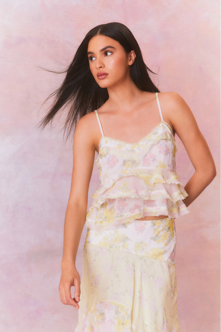 Napoli Chiffon Mixed Print Cami Top-morningim