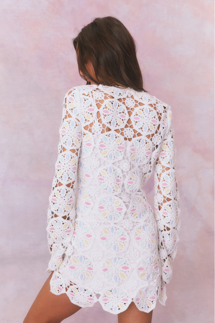 Poemes Multi Colored Crochet Mini Dress-morningim