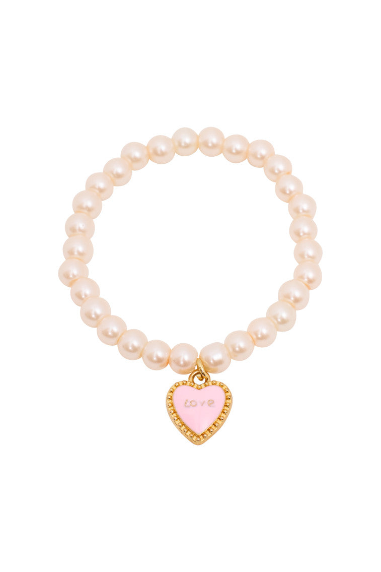 She's Coquette Love Heart Pearl Bracelet-morningim