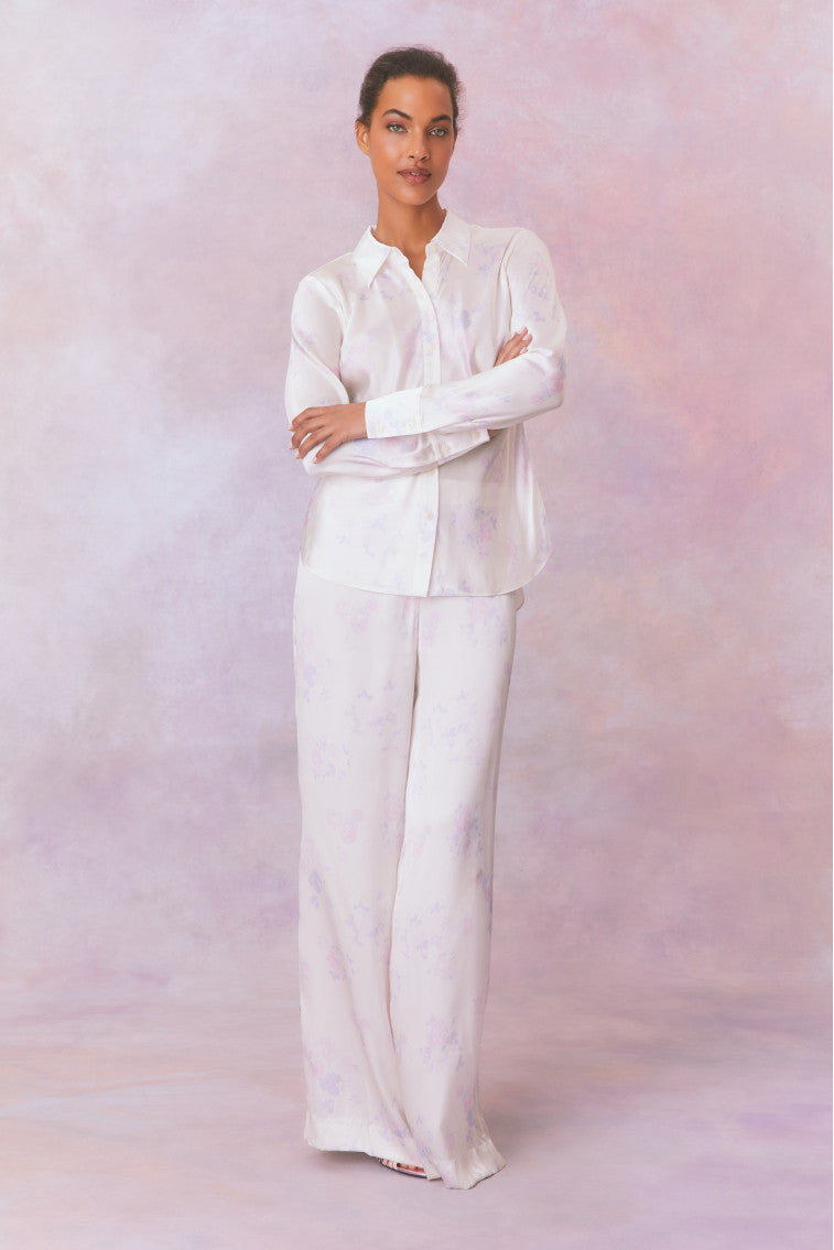 Quintenette Silk Printed Rosette Top-morningim