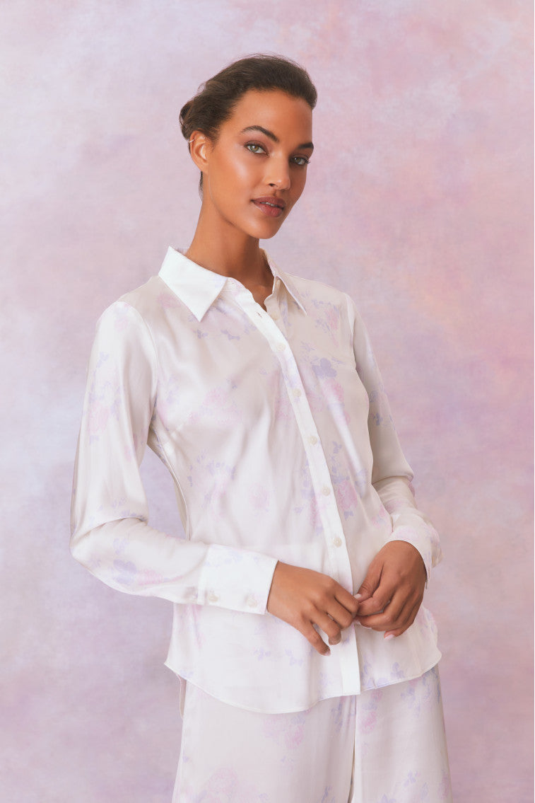 Quintenette Silk Printed Rosette Top-morningim