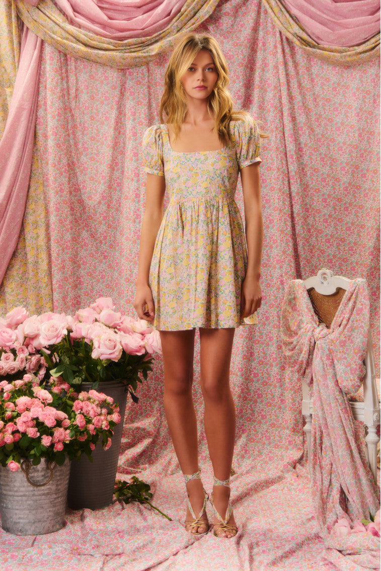 Raleigh Liberty Fabric Baby Doll Mini Dress-morningim