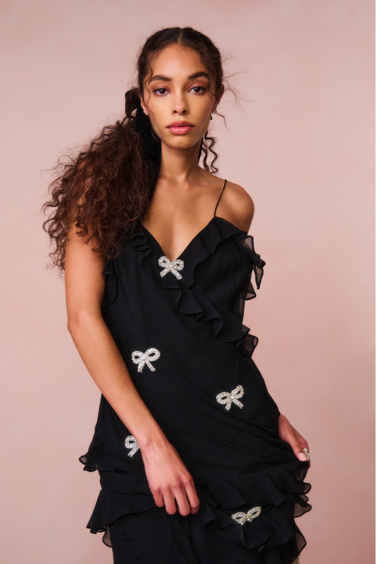 Rialto Crystal Bow-Embellished Maxi Dress-morningim