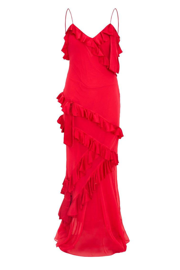 Rialto Silk Ruffle Maxi Dress-morningim