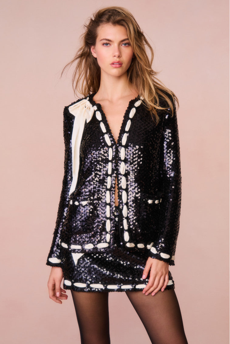Rosina Ribbon Sequined Jacket-morningim