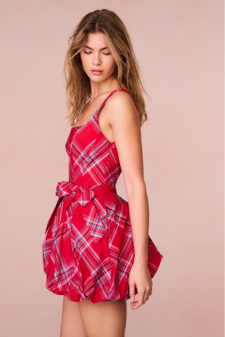 Ruelle Tartan Mini Bubble Dress-morningim