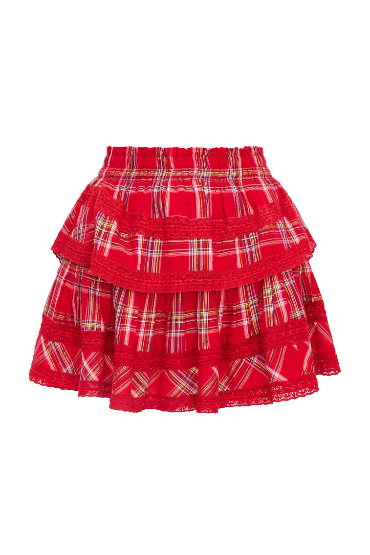 Ruffle Mini Tartan Skirt-morningim