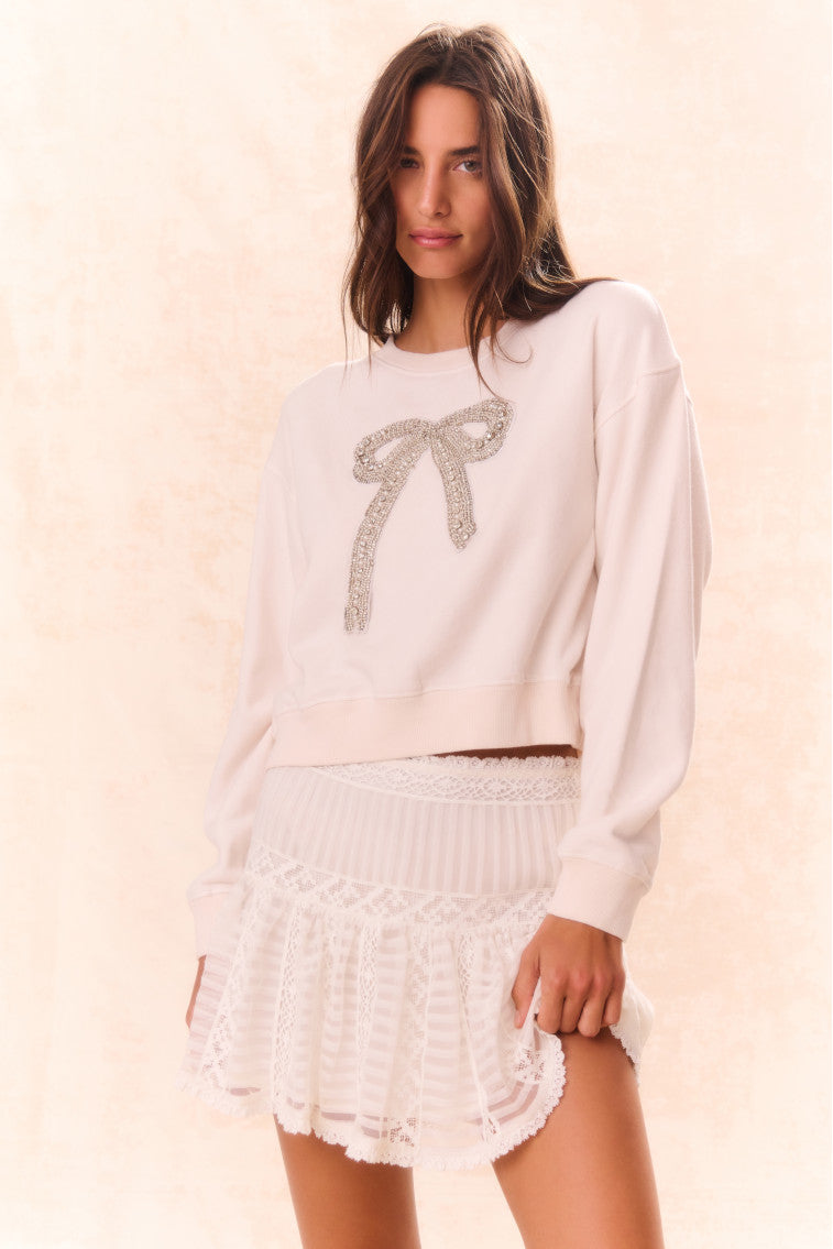 Rylan Bow-Embellished Fleece Pullover-morningim