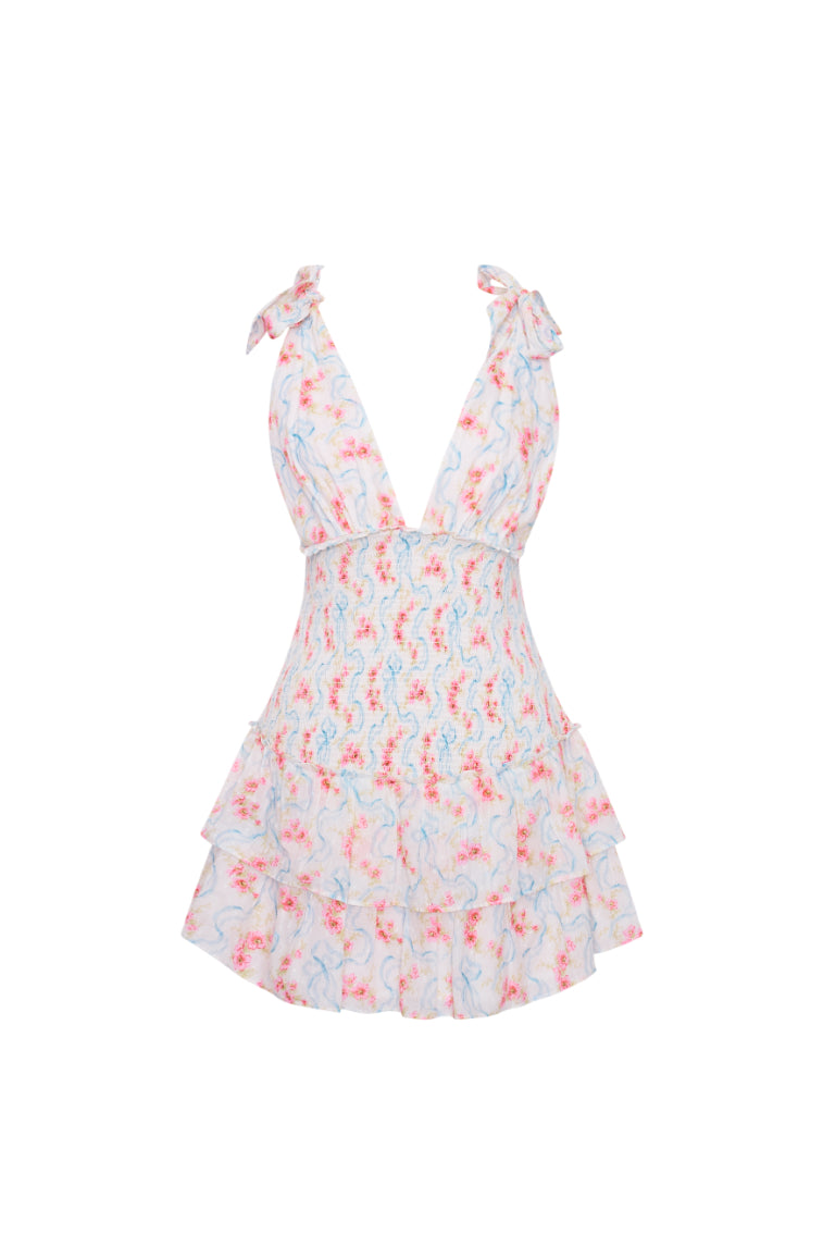 Rossi Cotton Floral Smocked Mini Dress-morningim