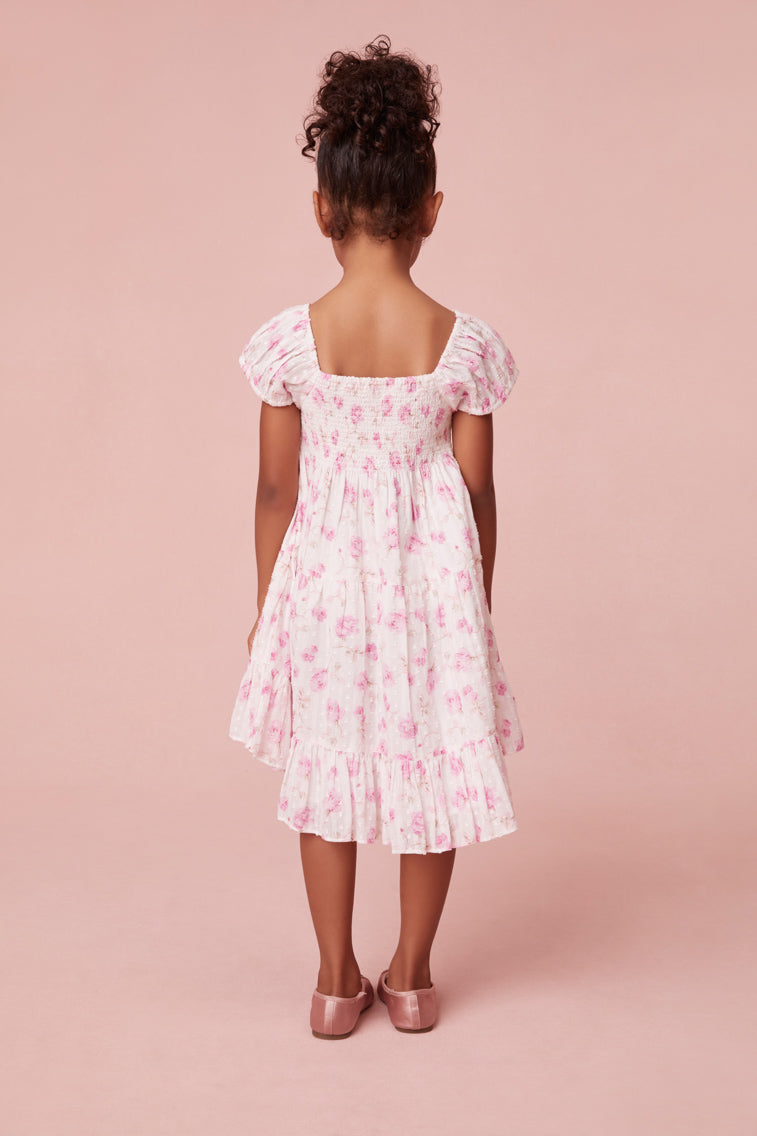 Girls Muriella Fragrance Print Flutter Sleeve Dress-morningim