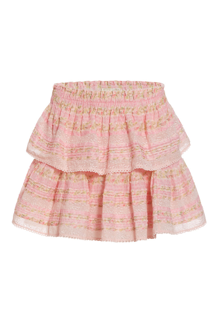 Ruffle Mini Signature Fragrance Print Skirt-morningim