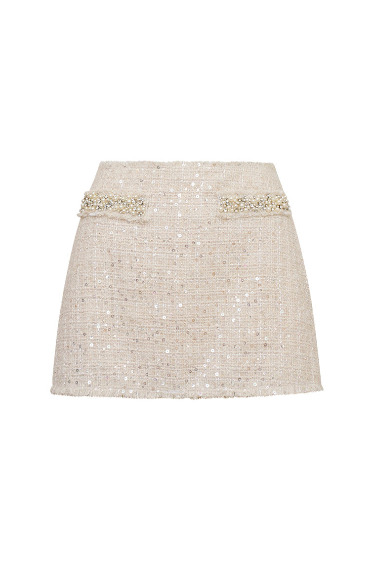 Wendina Sequined Tweed Mini Skirt-morningim
