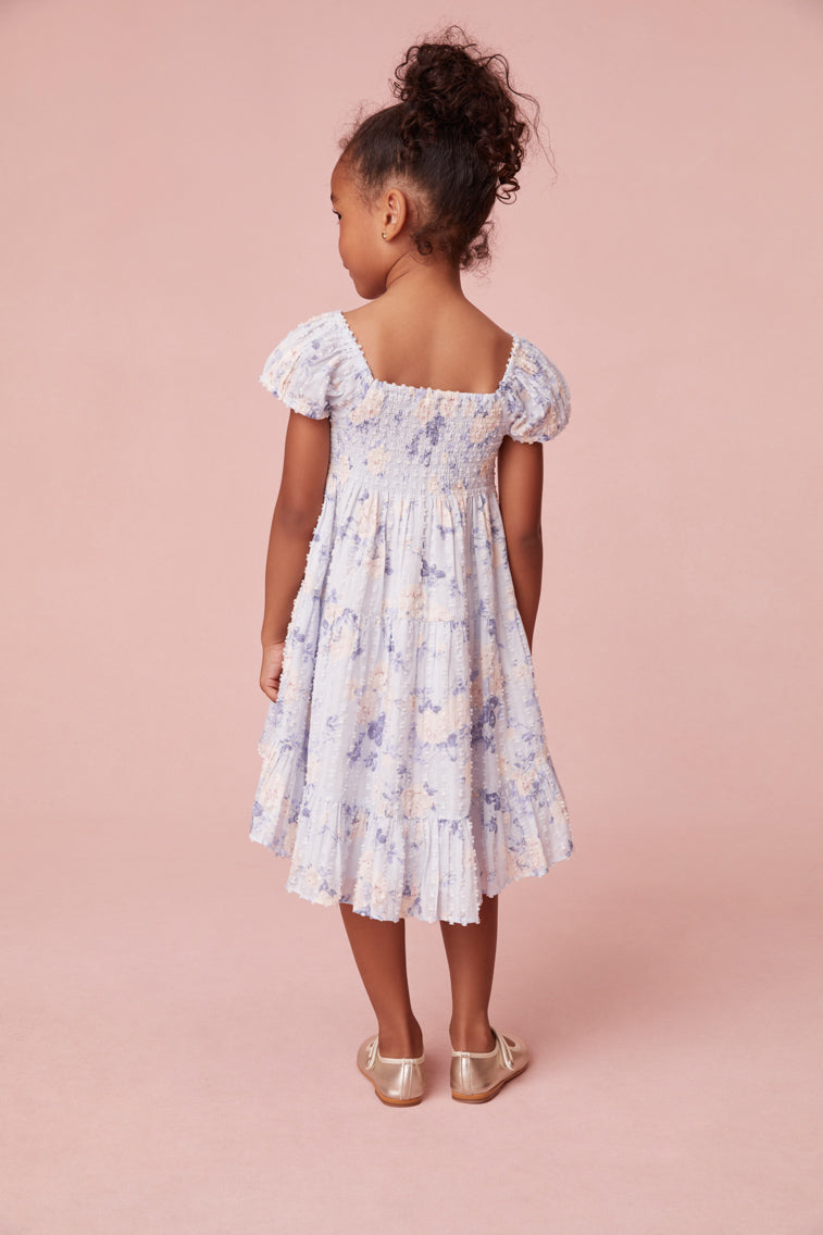 Girls Muriella Fragrance Print Flutter Sleeve Dress-morningim