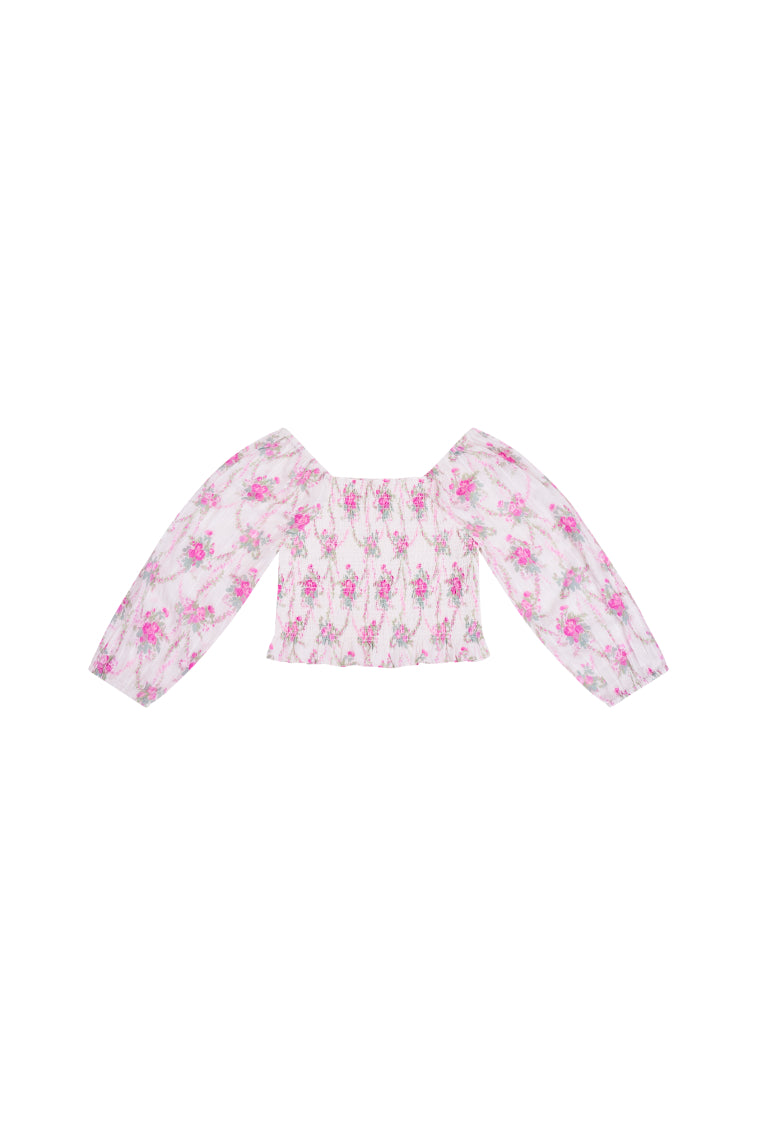 Girls Malva Cotton Floral Top-morningim