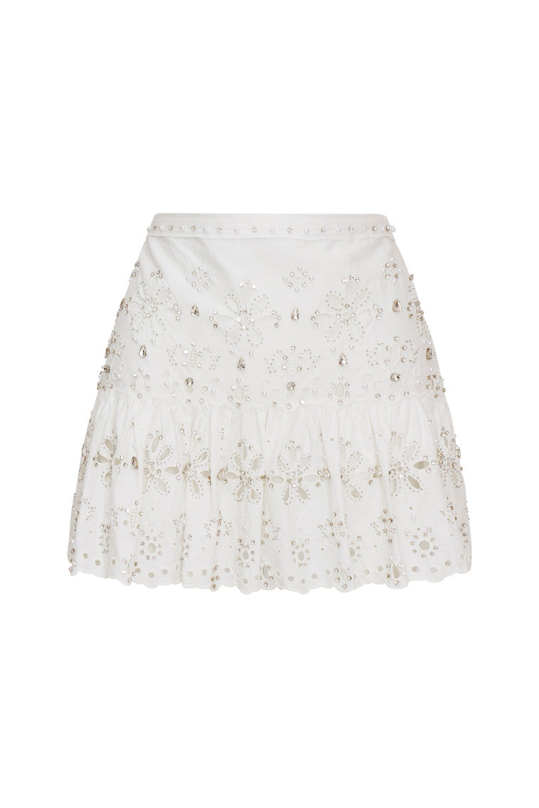 Cova Rhinstone Cotton Mini Skirt-morningim