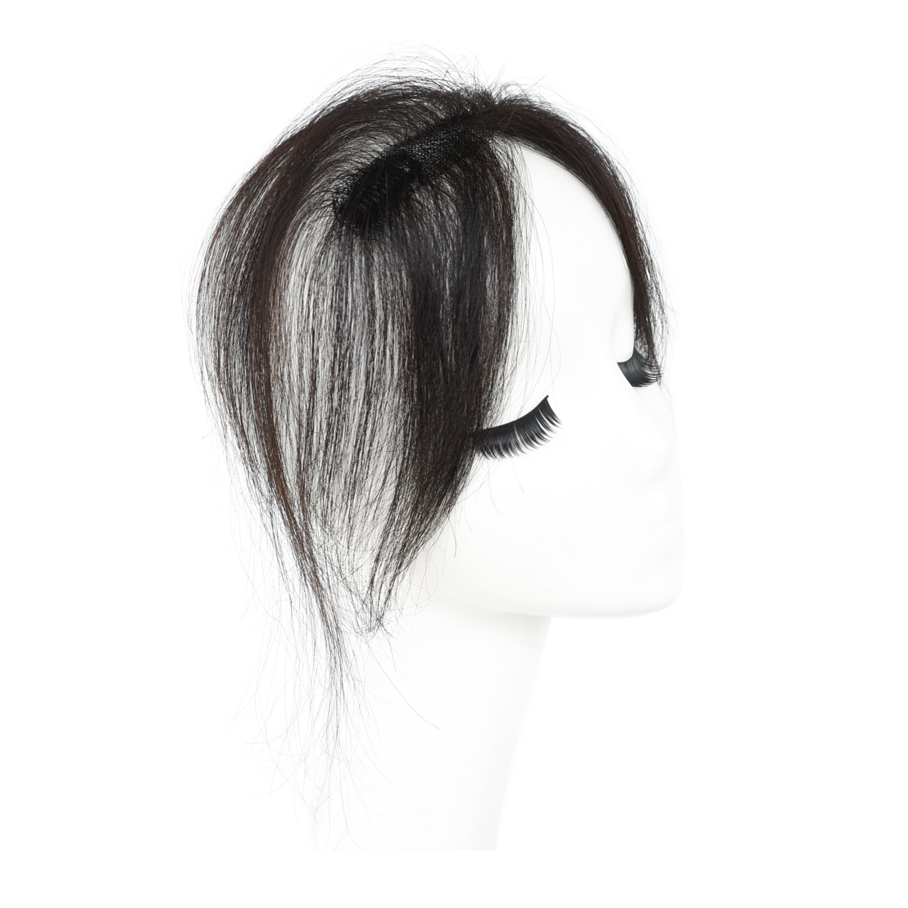 Meiverah Hair Clip in Bangs Clip In Hair Extensions 104% Baby Hair Human Hand Made Natural Forehead Patch No Trace Patch Hairline for Women(Brownish Black)