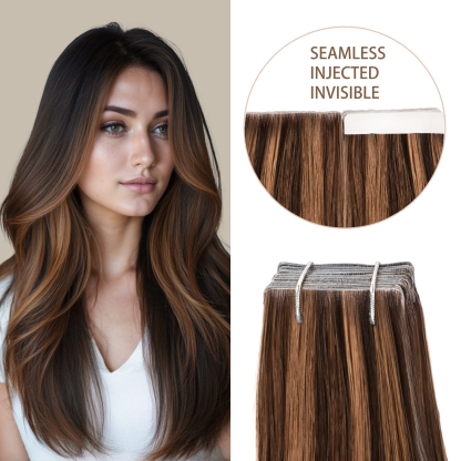 Meiverah Seamless Injected Hand-Tied Tape In Hair Extensions 20 Pcs/50 g Virgin Human Hair (P2/6)