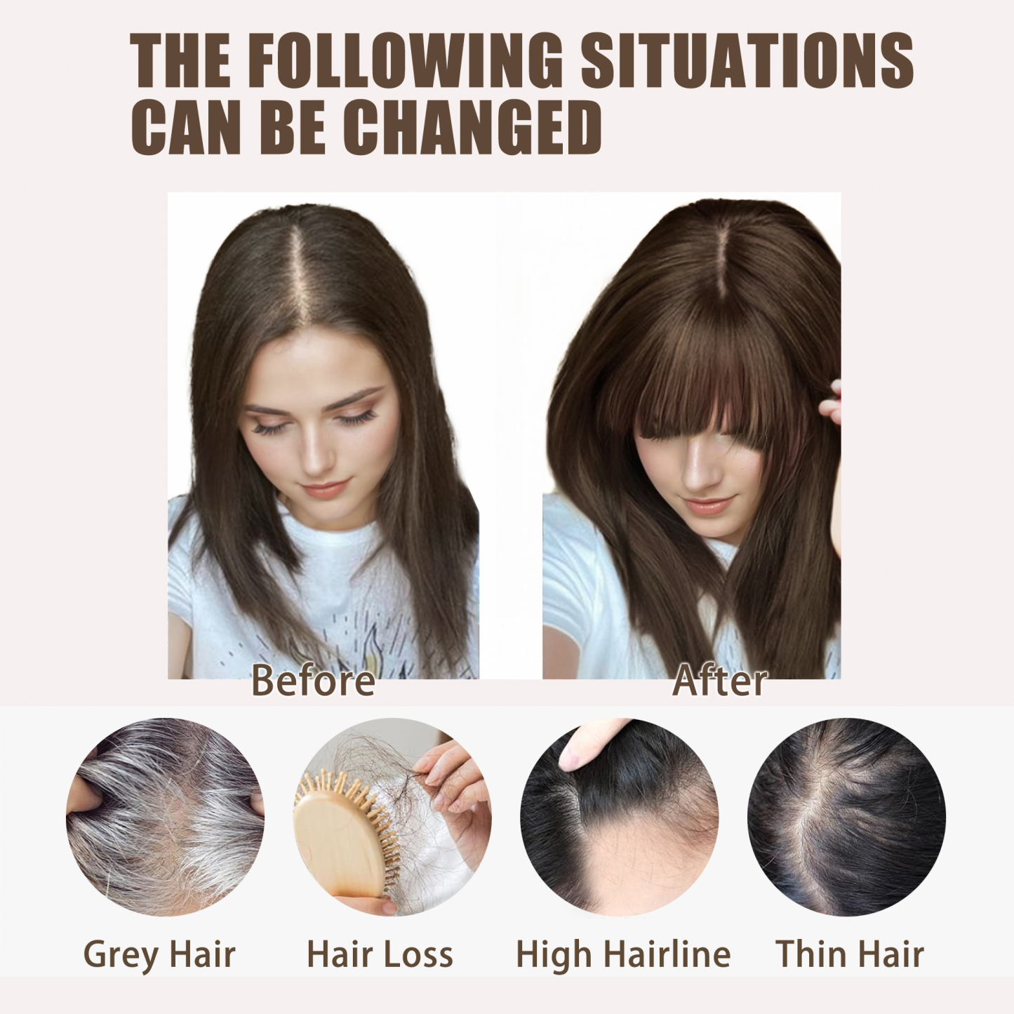 Meiverah Hair Twist Braid Headband Straight Hairpieces Human Hair Clip In Topper Hair Extension With Bangs Invisible Natural(#30)
