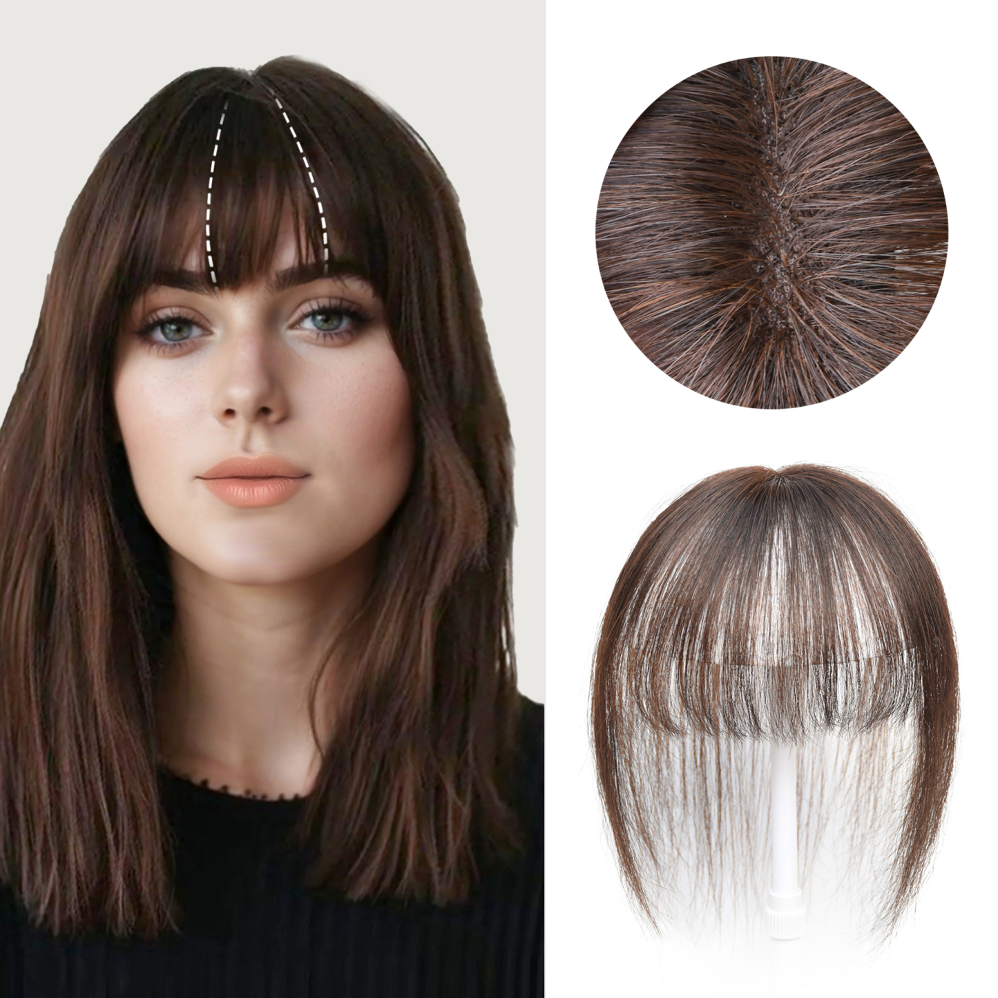 [Copy]Meiverah Hair Clip in Bangs Real Human Hair with high cranial top for volume Light and airy French bangs for women Clip On Air Bangs for Daily Wear (dark brown)