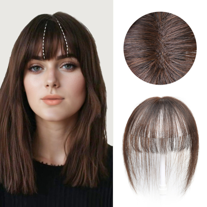 [Copy]Meiverah Hair Clip in Bangs Real Human Hair with high cranial top for volume Light and airy French bangs for women Clip On Air Bangs for Daily Wear (dark brown)