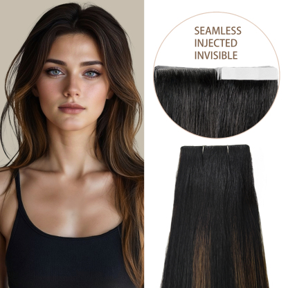 Meiverah Seamless Injected Hand-Tied Tape In Hair Extensions 20 Pcs/50 g Virgin Human Hair (P1B/6/T1B)