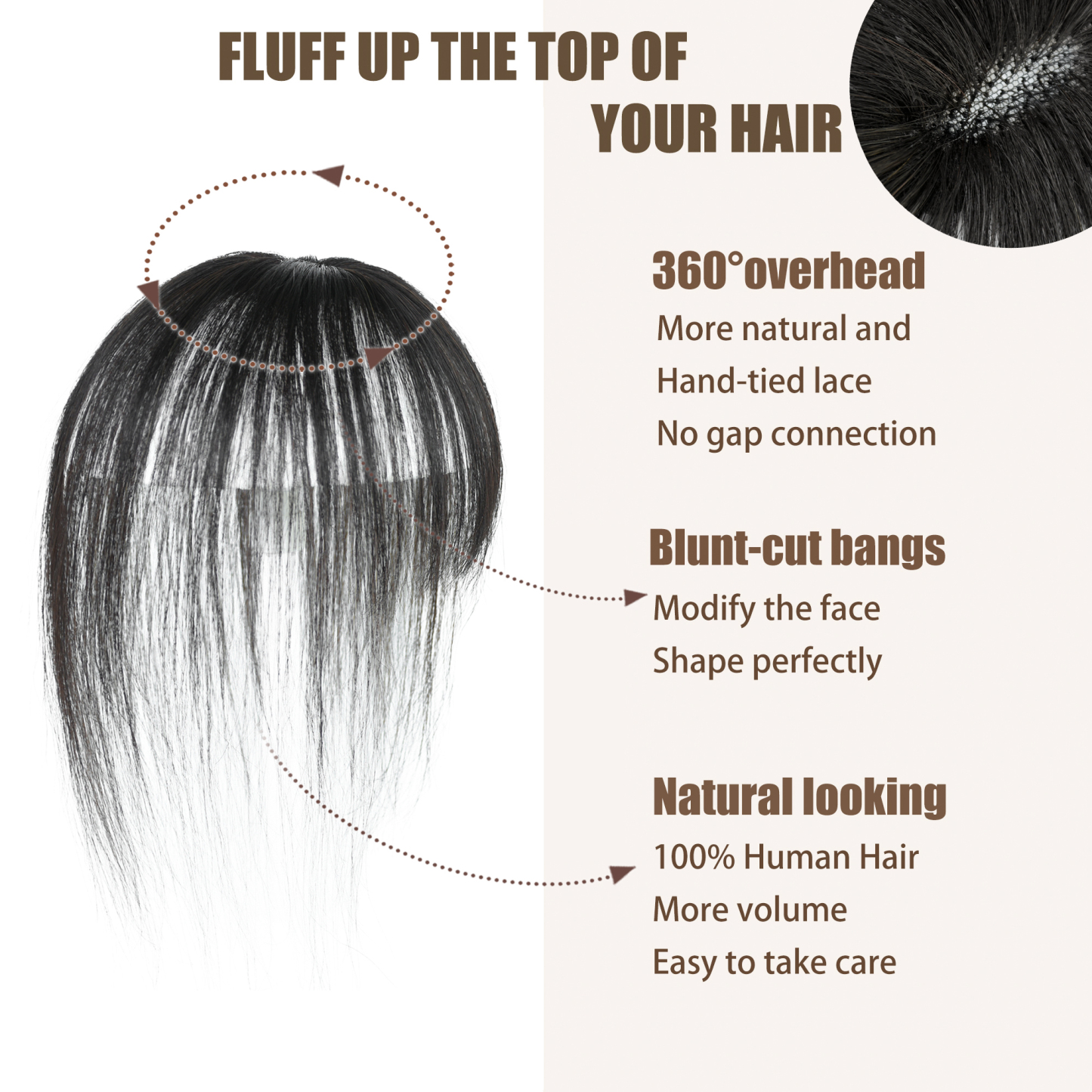 Meiverah Hair Clip in Bangs Real Human Hair with high cranial top for volume Light and airy French bangs for women Clip On Air Bangs for Daily Wear (Natural Black)
