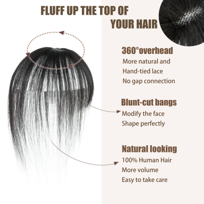 Meiverah Hair Clip in Bangs Real Human Hair with high cranial top for volume Light and airy French bangs for women Clip On Air Bangs for Daily Wear (Natural Black)
