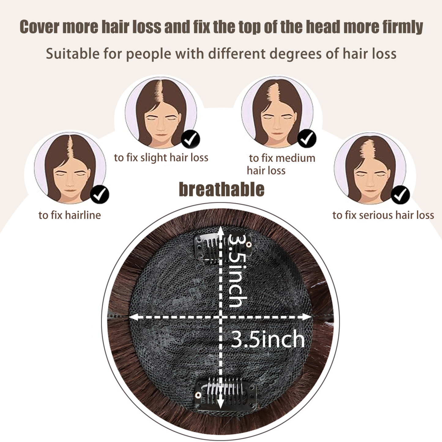 Meiverah Hair Twist Braid Headband Straight Hairpieces Human Hair Clip In Topper Hair Extension With Bangs Invisible Natural(Style 2 Dark Brown)