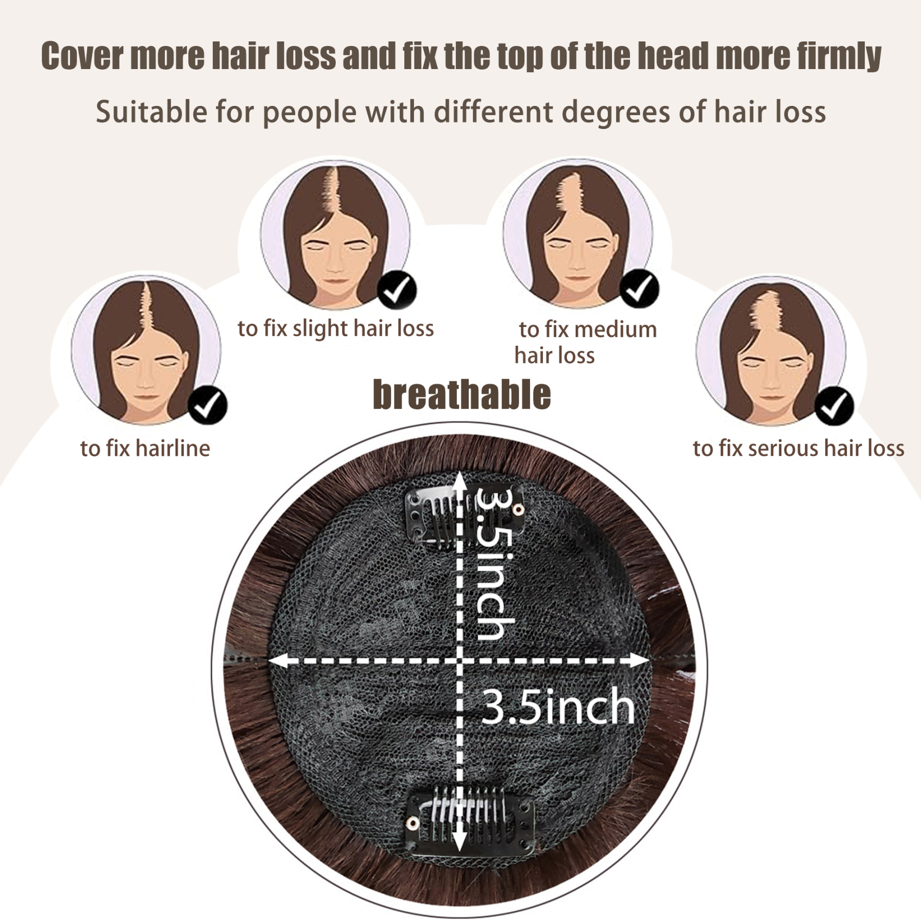 Meiverah Hair Twist Braid Headband Straight Hairpieces Human Hair Clip In Topper Hair Extension With Bangs Invisible Natural(Style 2 Dark Brown)