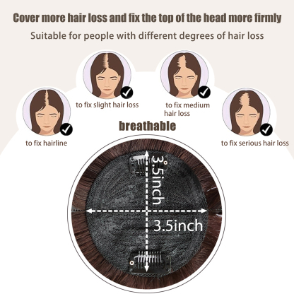 Meiverah Hair Twist Braid Headband Straight Hairpieces Human Hair Clip In Topper Hair Extension With Bangs Invisible Natural(Style 2 Dark Brown)