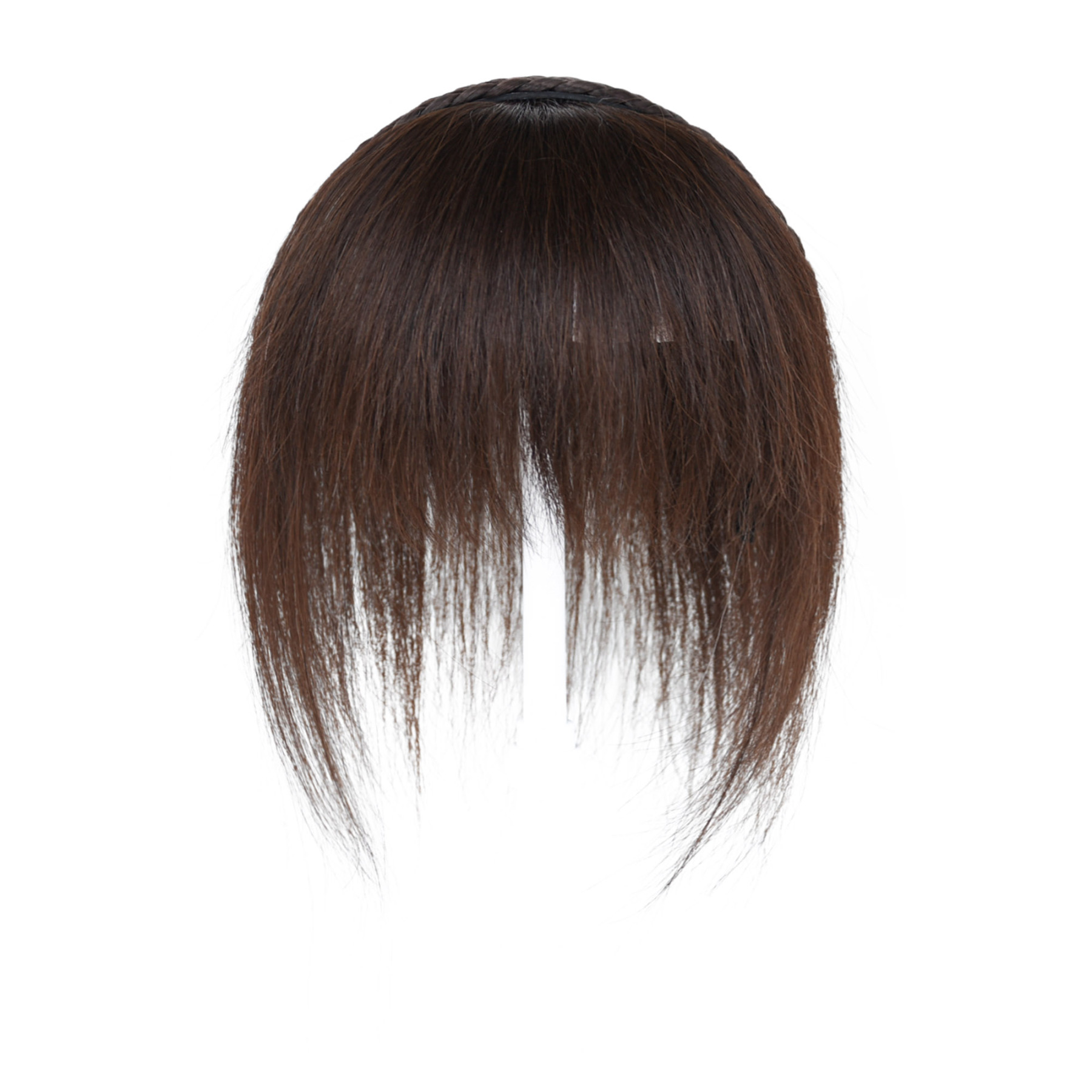 Meiverah Hair Twist Braid Headband Straight Hairpieces Human Hair Clip In Topper Hair Extension With Bangs Invisible Natural(Style 2 Dark Brown)
