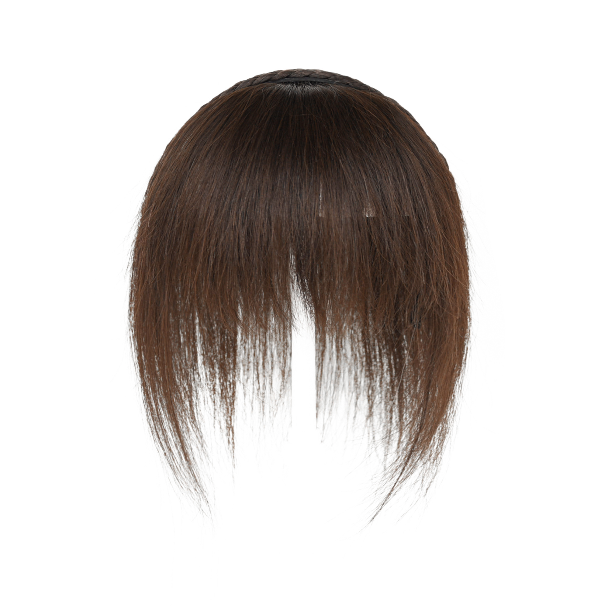 Meiverah Hair Twist Braid Headband Straight Hairpieces Human Hair Clip In Topper Hair Extension With Bangs Invisible Natural(Medium Brwon )