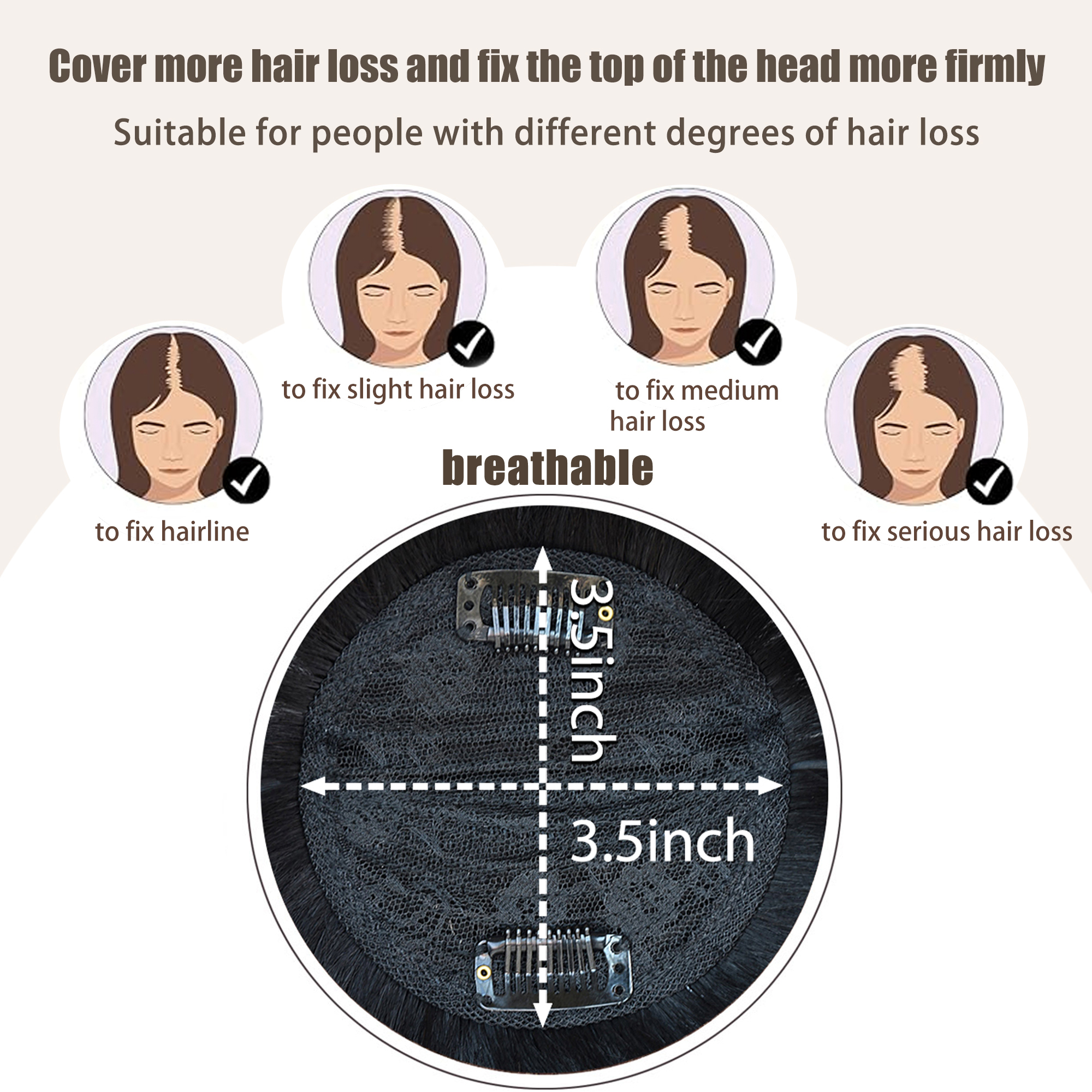 Meiverah Hair Twist Braid Headband Straight Hairpieces Human Hair Clip In Topper Hair Extension With Bangs Invisible Natural(Style 2 Natural Black)