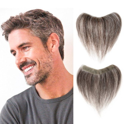 Meiverah Hair Frontal Hairpiece for Men Natural Black Hair Extension Hairline Loss Straight Tape in Human Hair Toppers Replacement Toupee （Cinnamon Sugar 30% S）
