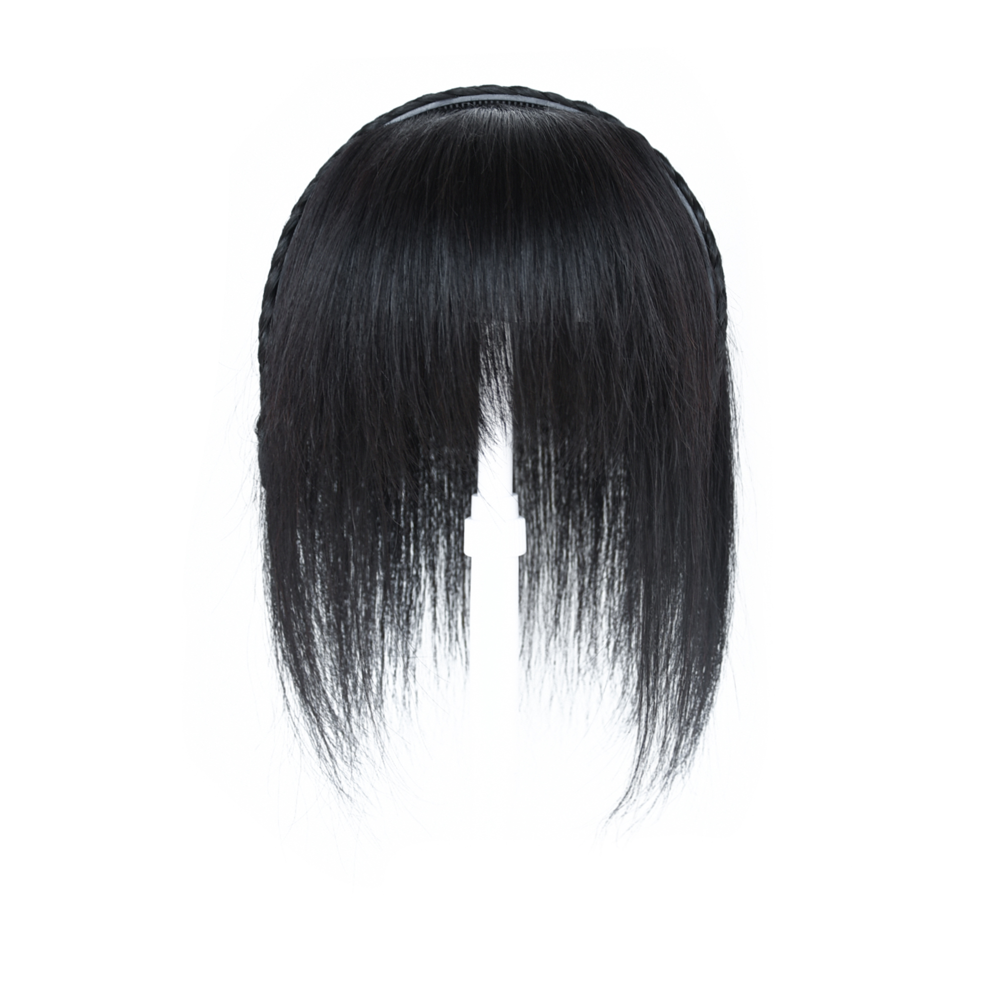 Meiverah Hair Twist Braid Headband Straight Hairpieces Human Hair Clip In Topper Hair Extension With Bangs Invisible Natural(Style 2 Natural Black)