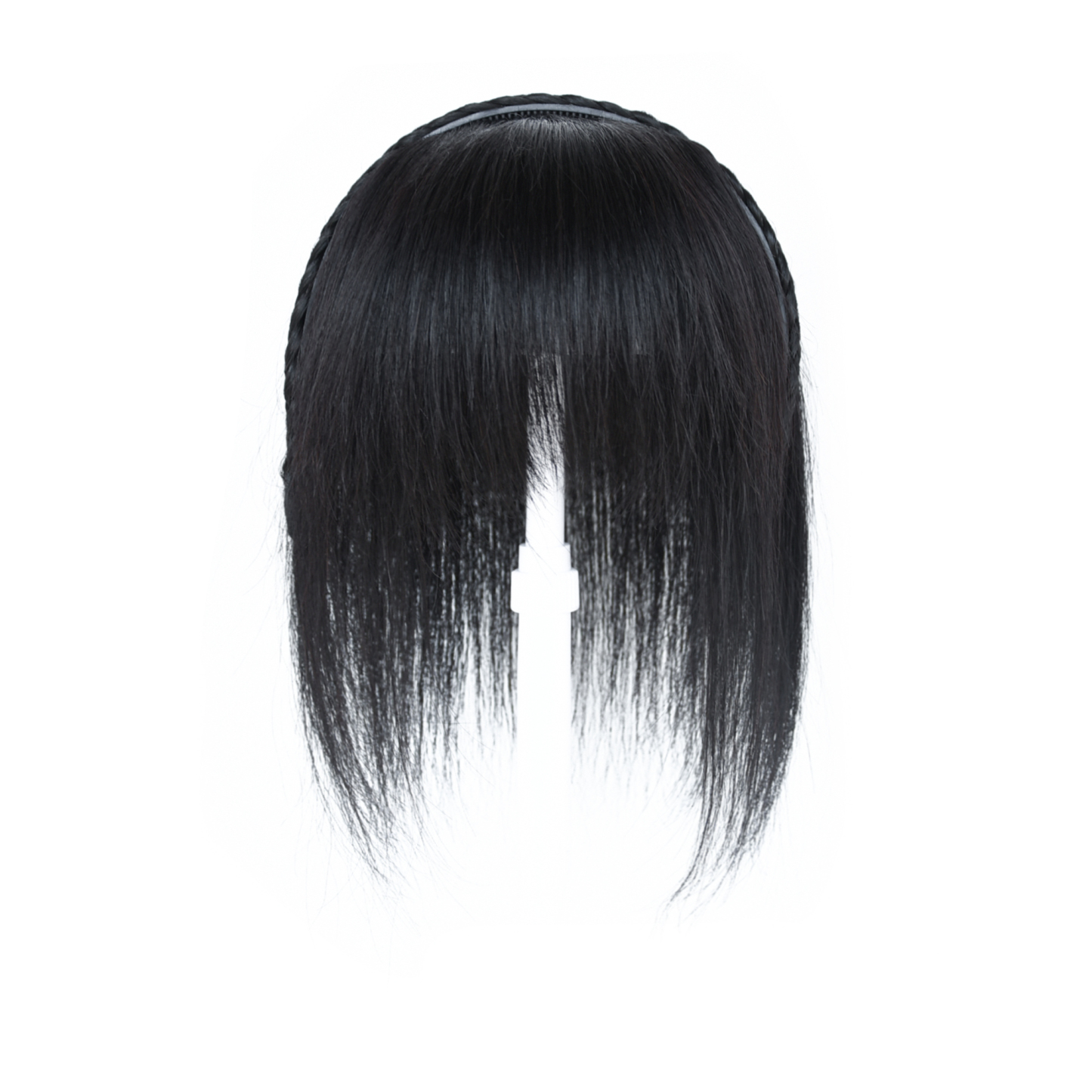 Meiverah Hair Twist Braid Headband Straight Hairpieces Human Hair Clip In Topper Hair Extension With Bangs Invisible Natural(Style 2 Natural Black)