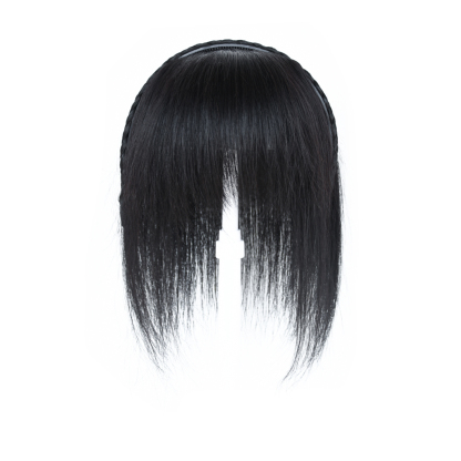 Meiverah Hair Twist Braid Headband Straight Hairpieces Human Hair Clip In Topper Hair Extension With Bangs Invisible Natural(Style 2 Natural Black)